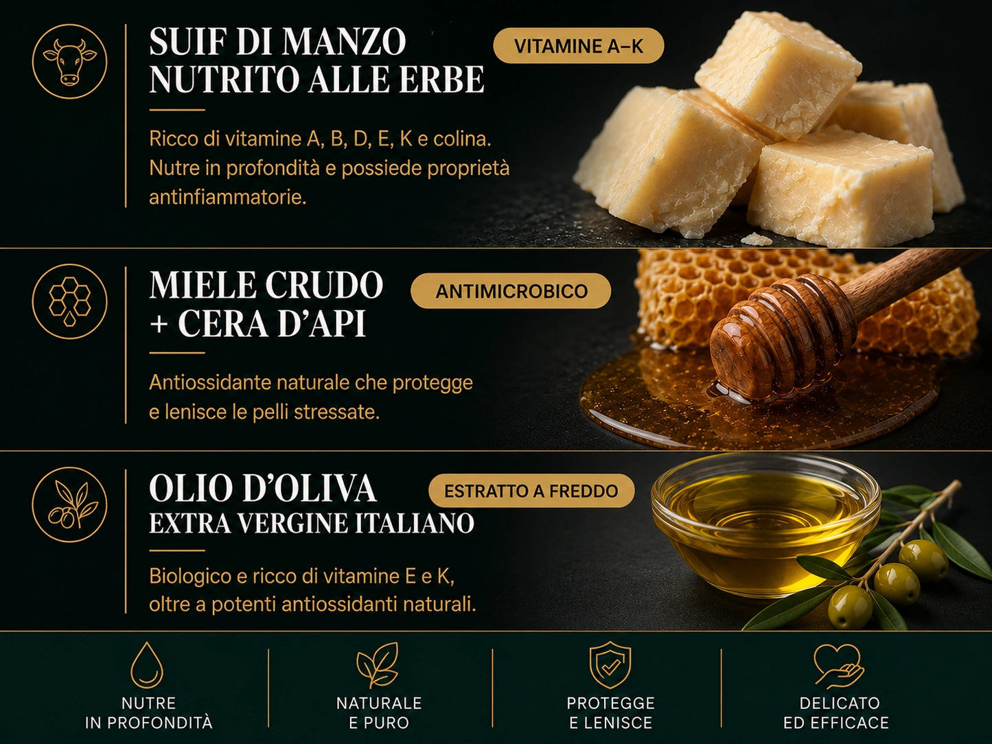 Balsamo CURIVA al miele e sego di manzo allevato al pascolo