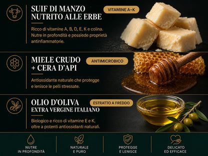Balsamo CURIVA al miele e sego di manzo allevato al pascolo