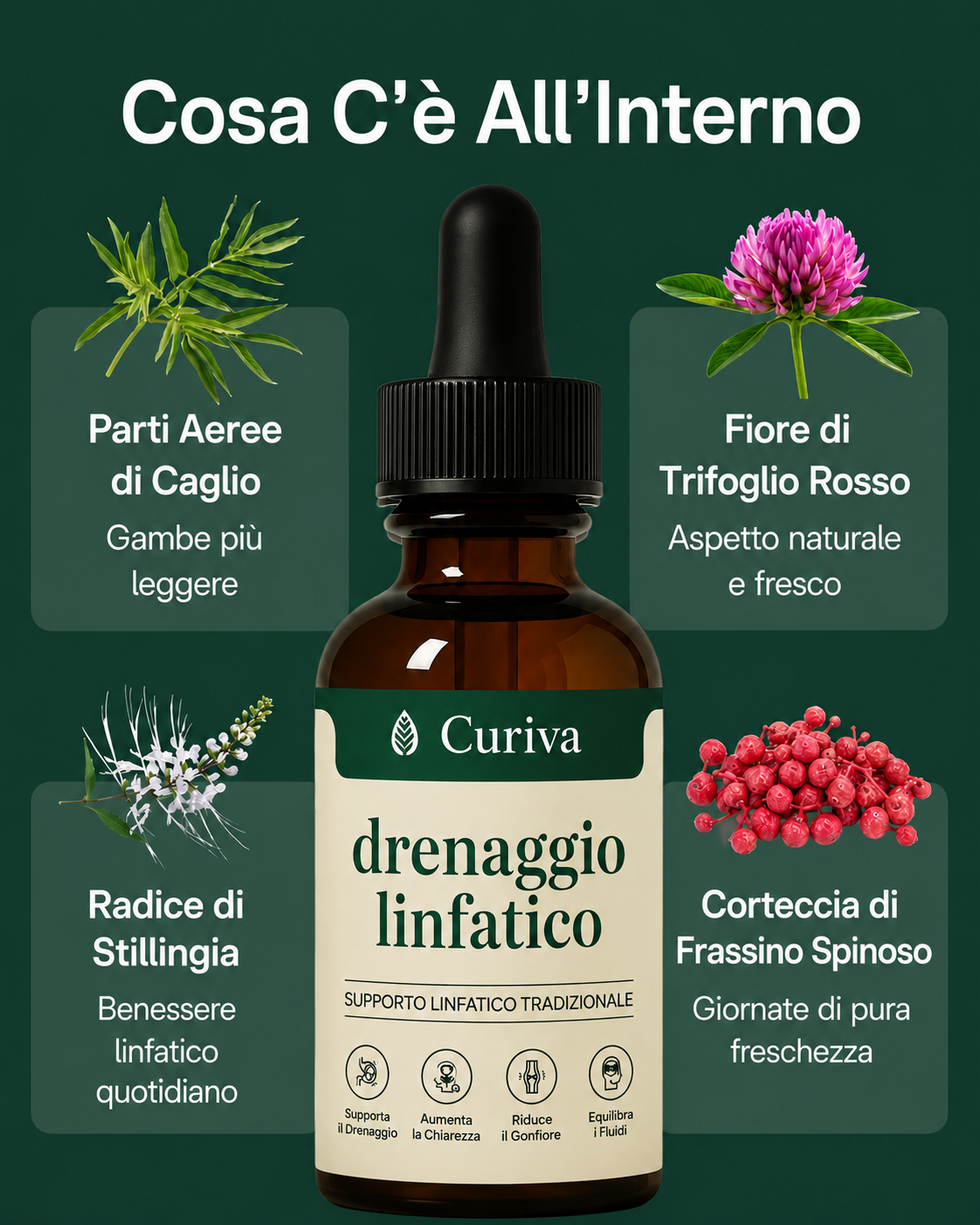 CURIVA® — Gocce per il drenaggio linfatico