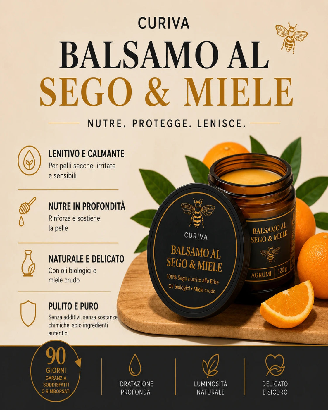 Balsamo CURIVA al miele e sego di manzo allevato al pascolo
